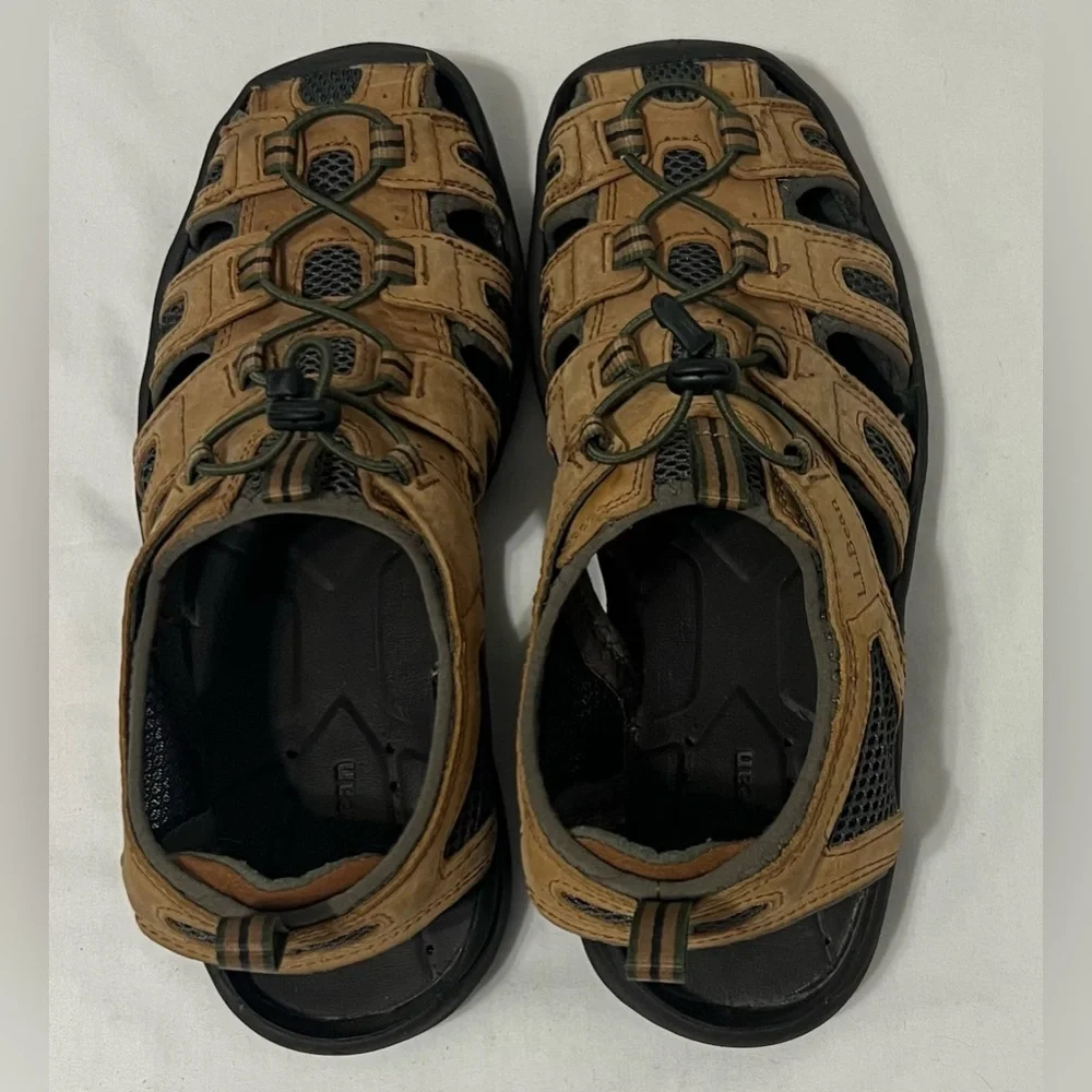 L.L.Bean Men’s 10M Closed Toe Sport River Hiking Water Sandals Tan